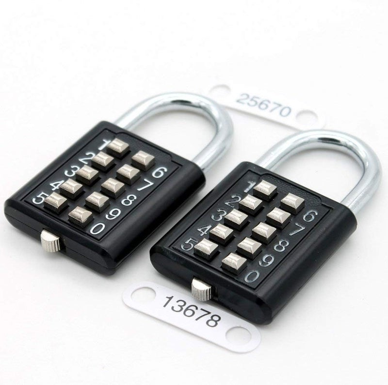 TEMEILI MIONI 10 Digit Push Button Combination Padlock, 5 Digit Locking Mechanism,Blue (2 Black) - Image 2